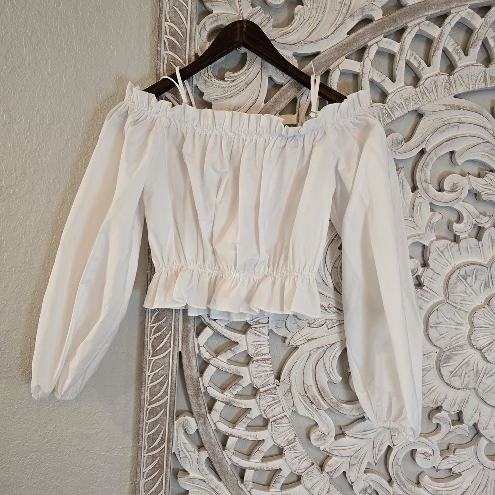 Bershka White Off-Shoulder Blouse - Picture 2 of 5